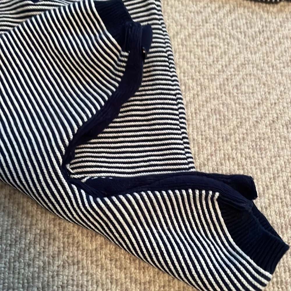 Little Me Boy's One-Piece Stripe Blue & White Coverall Romper Size 3M